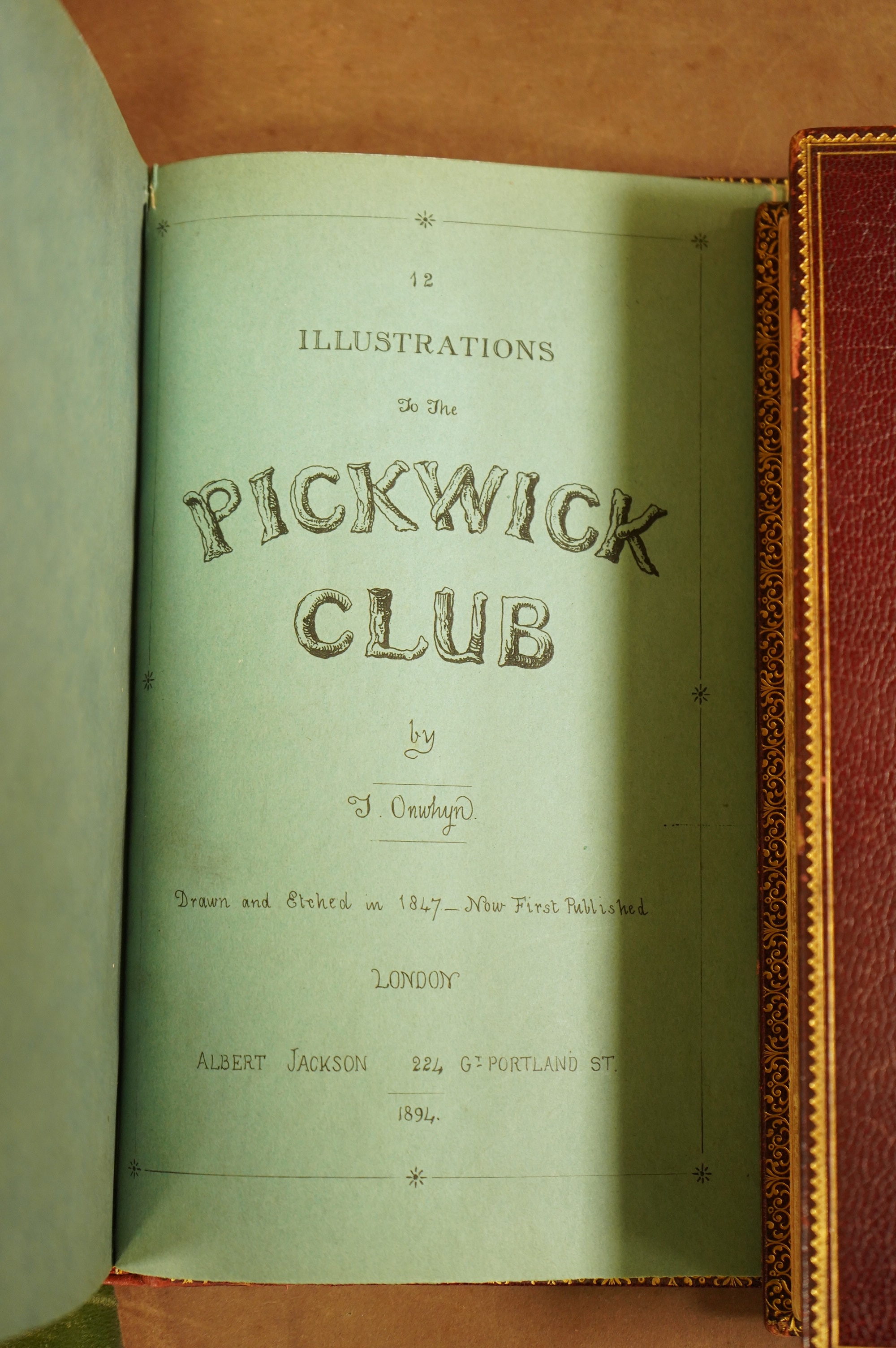 Dickens, Charles - The Posthumous Papers of the Pickwick Club. First Edition. Extra - Illustrated copy (bound as 2 vols.). pictorial engraved title, frontis. and 41 plates (by H.K. Browne, Seymour & Buss), half title; re